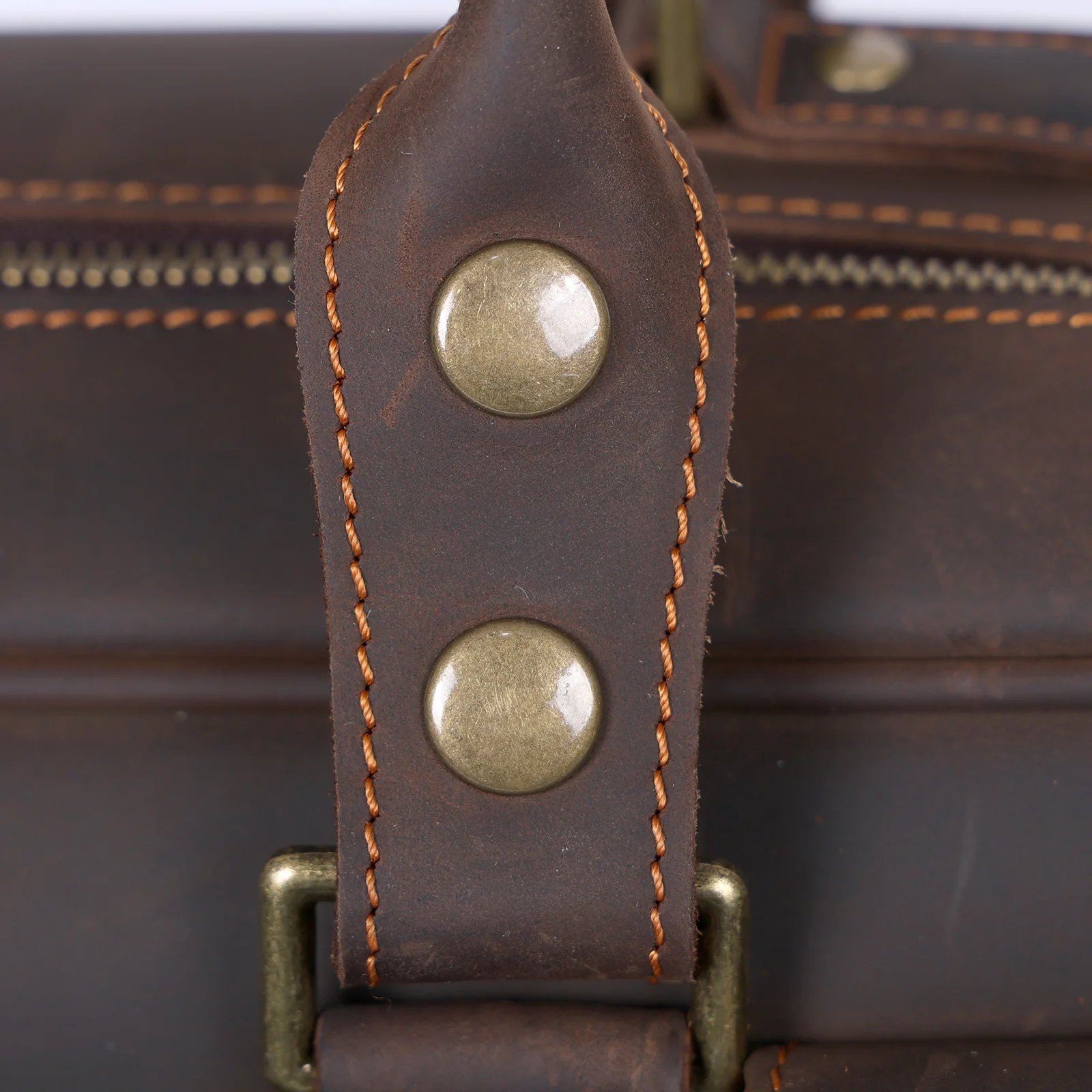 Vintage Herren-Aktentasche aus Vollnarbenleder, 16 Zoll Laptop-Umhängetasche, Echtes Leder, Business-Reisetasche, Crazy Horse Leder – Detail 10