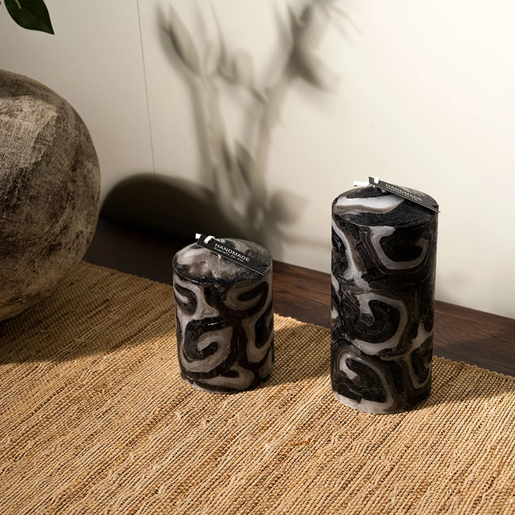 

Декоративная свеча для гостиной и банкетов, креативная романтическая восковая свеча ручной работы, черно-серая