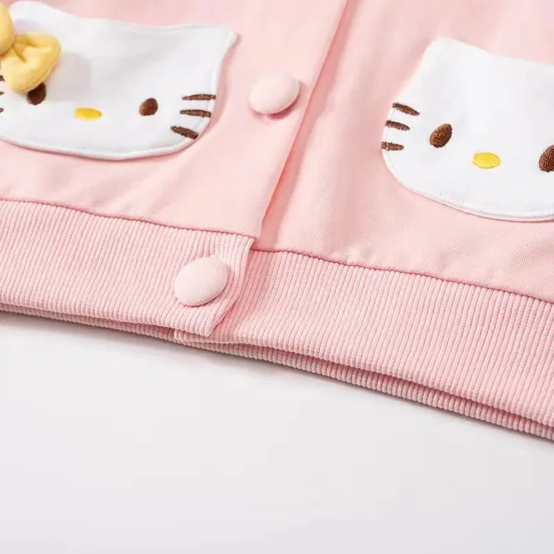 Hello Kitty Baby Girls Jacket Coats 2024 Spring Autumn Kids Turn-down Collar Long Sleeve Clothing fashion Kids Outerwear Costume