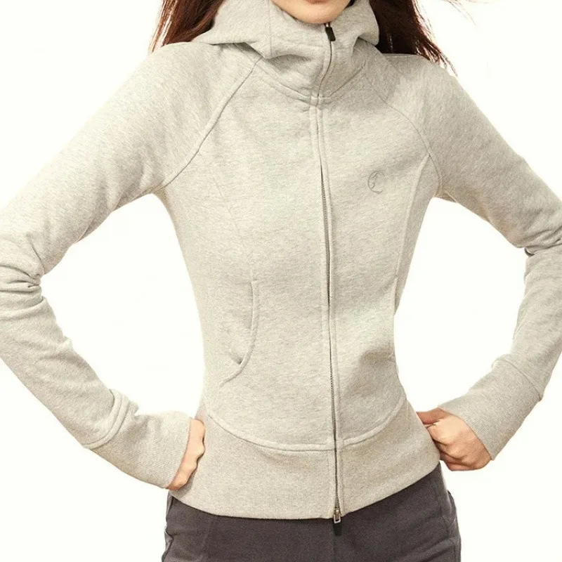 

Women's autumn and spring sweatshirt with embroidery for sports and yoga; slim-fit cardigan jacket