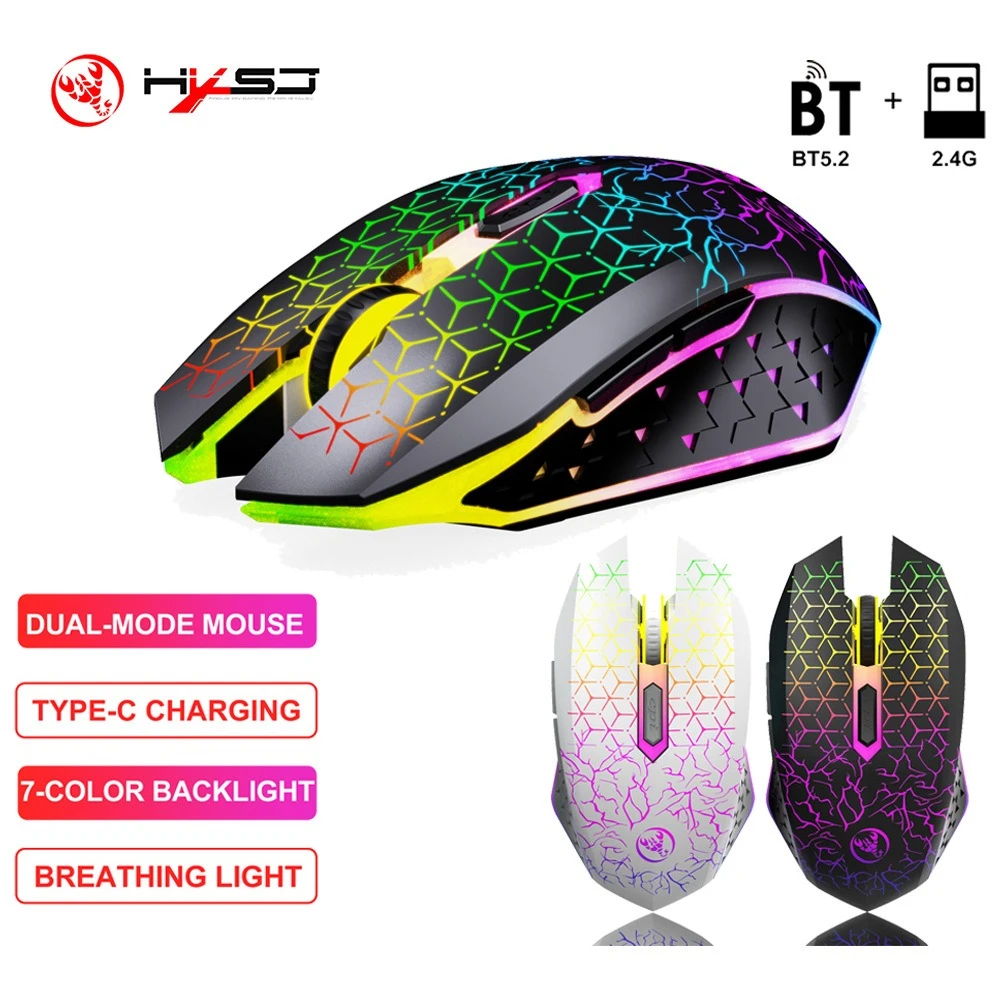 wireless computer mouse bluetooth 2.4G teclado gamer inalámbrico colorful luminous PC built-in battery laptop мышка עכבר גיימינג