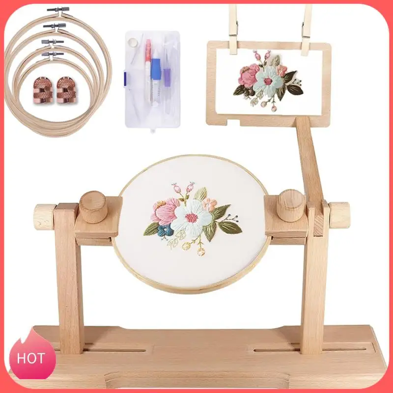 

HOT-Adjustable Embroidery Hoop Frame, Embroidery Kit Wooden Embroidery Hoop Frame For Beginners