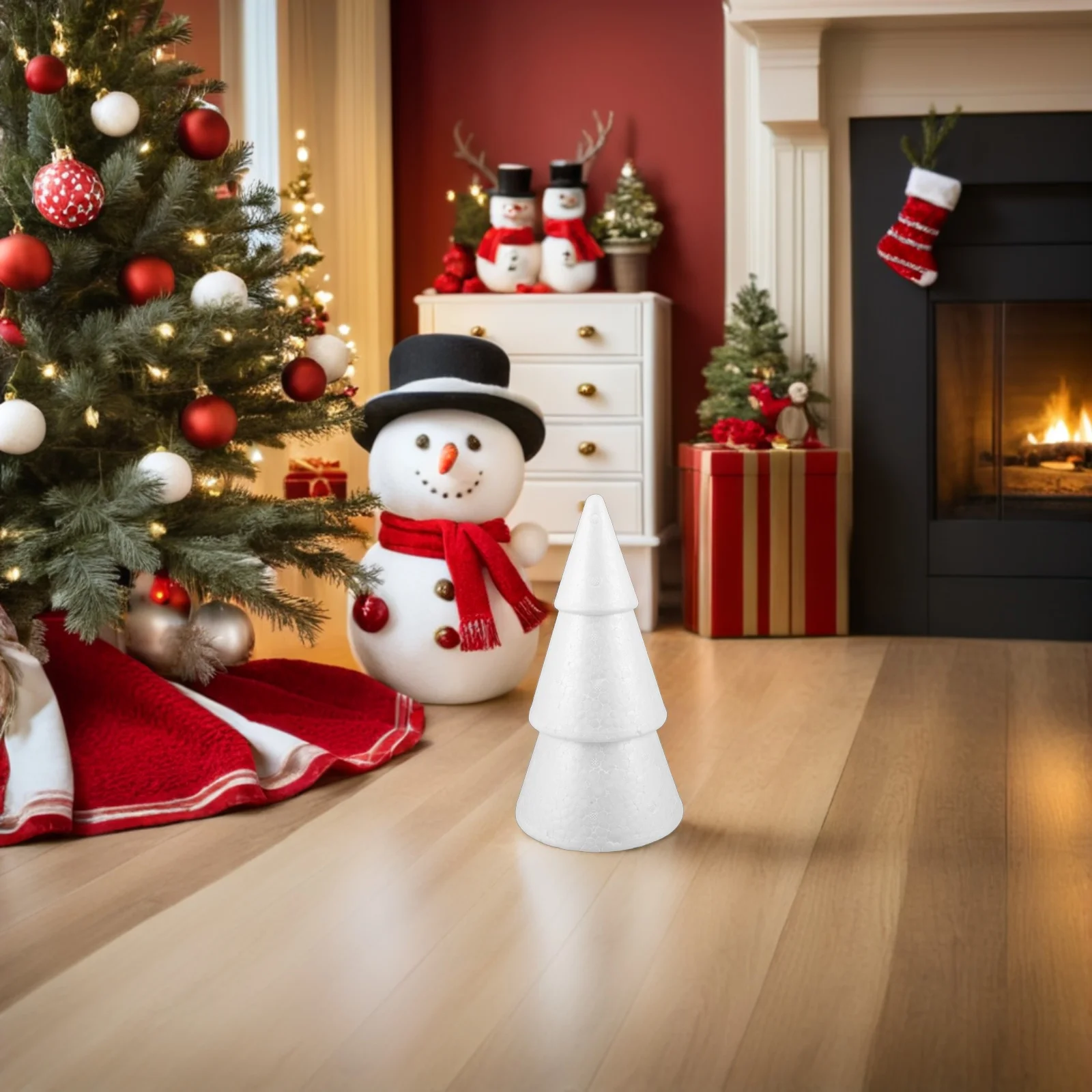 

3Pcs Artificial Christmas Trees White Foam Paintable Craft Decorations for DIY Holiday Party Decor Unfinished Painting Ornaments