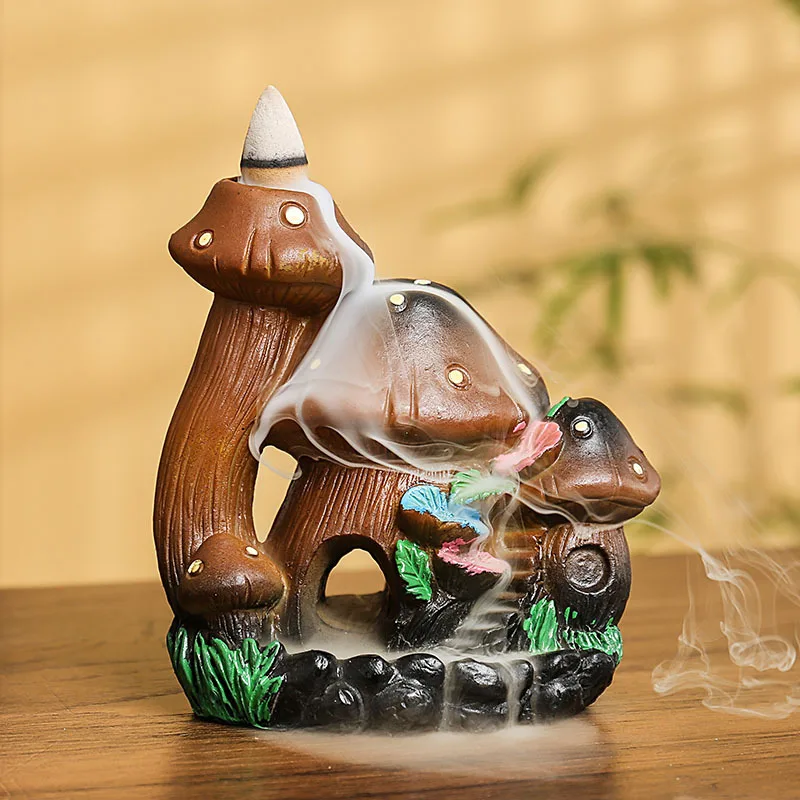 

Resin Mushroom House Reverse-flow Incense Burner Creative Mushroom Home Handicrafts Ornaments