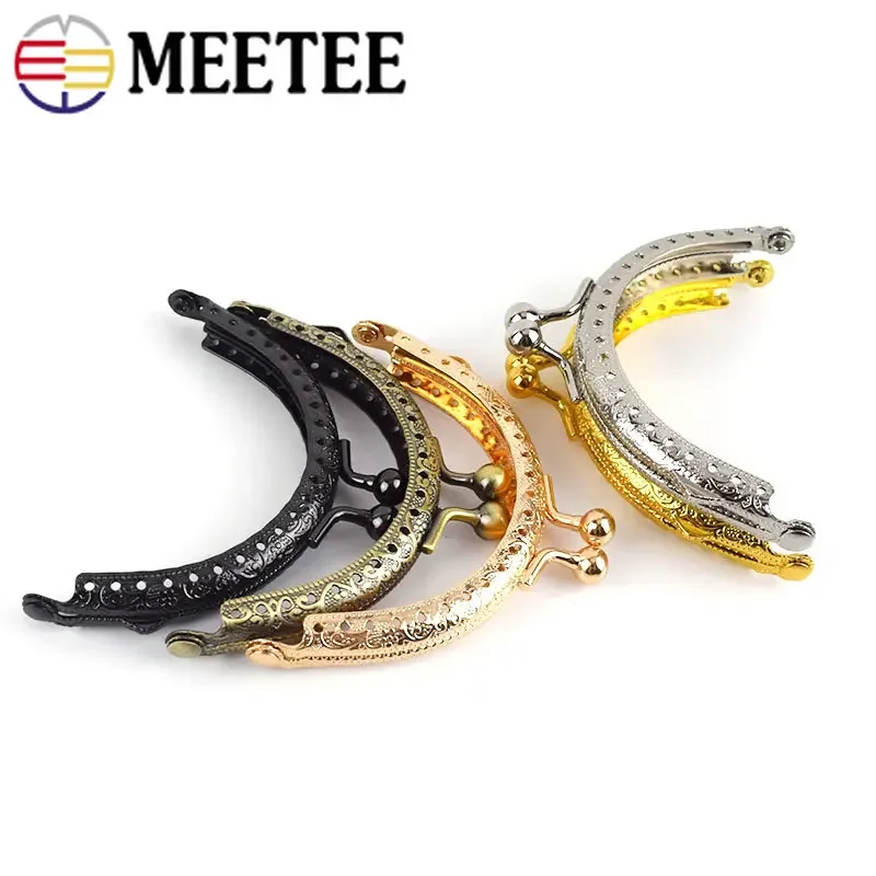 5Pcs 8.5cm Bag Lock Metal Purse Frame Kiss Clasp Locks Decoration Buckle Handbag Handle Crochet Bags Making Hardware Accessories