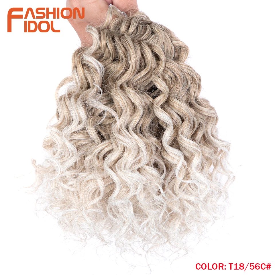 FASHION IDOL Afro-Lockenhaar, Häkelzöpfe, 25,4 cm, gedrehtes Häkelhaar, synthetische Ombre-Braun-Haarverlängerungen mit tiefem Wellenmuster – Detail 15