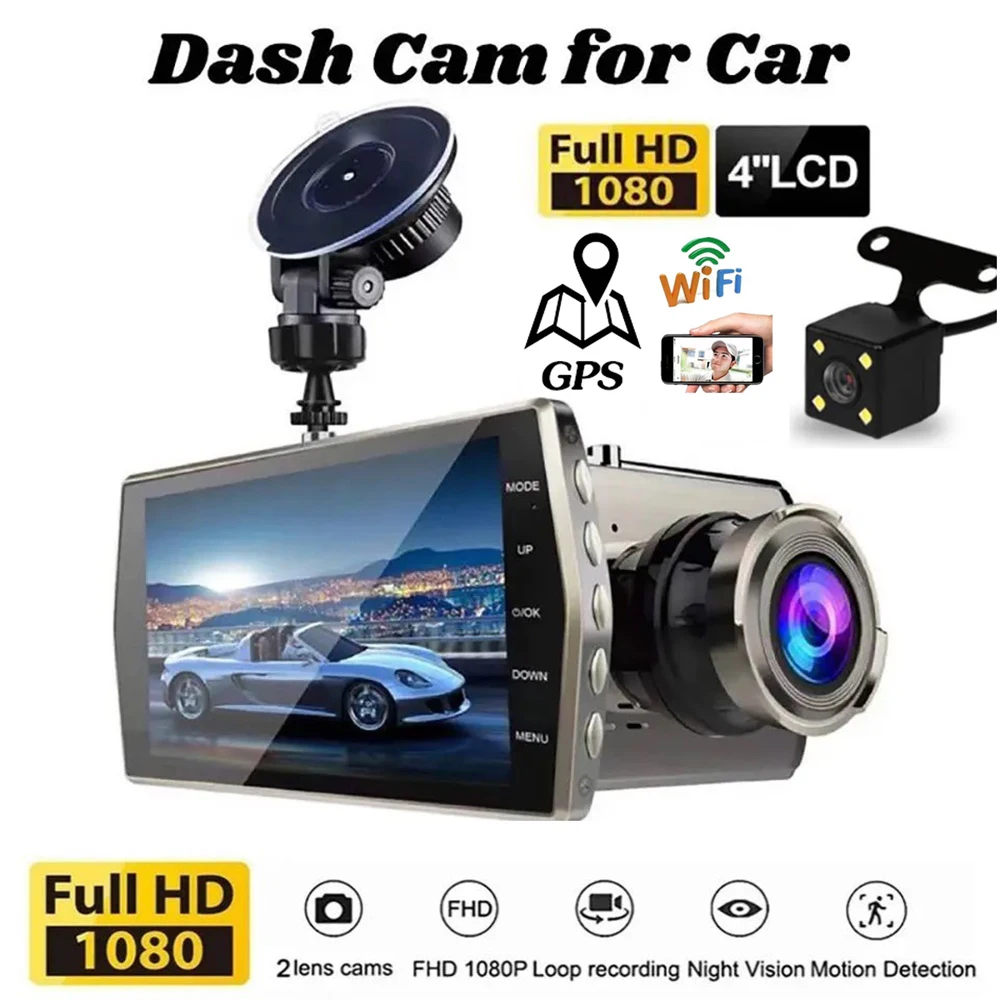 Car DVR WiFi GPS Dash Cam Rear View Reverse Car Camera G-sensor Video Recorder Vehicle Black Box Auto Dashcam Car Accessories