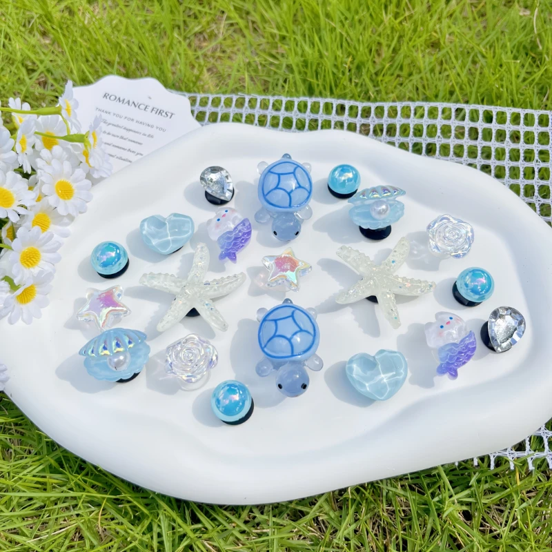 Summer Jibbitz Charms 20Pcs Of Blue Turtle Shell Ocean Series Shoe Accessories Detachable Accessories Diy Accessories Party Gift