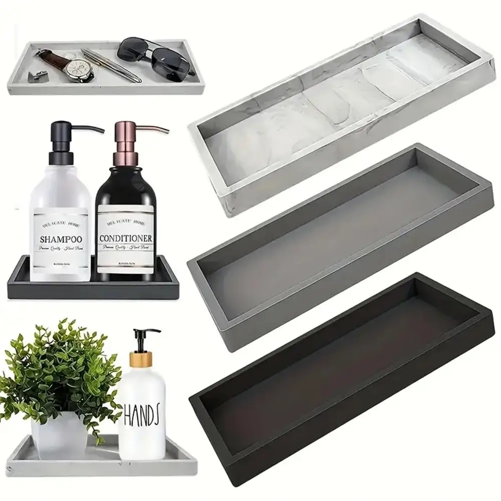 A Rectangular Silicone Aromatherapy Tray for Bathroom, Non-Porous Vanity Table, Marble Washbasin Tabletop Storage, Decorative Tray