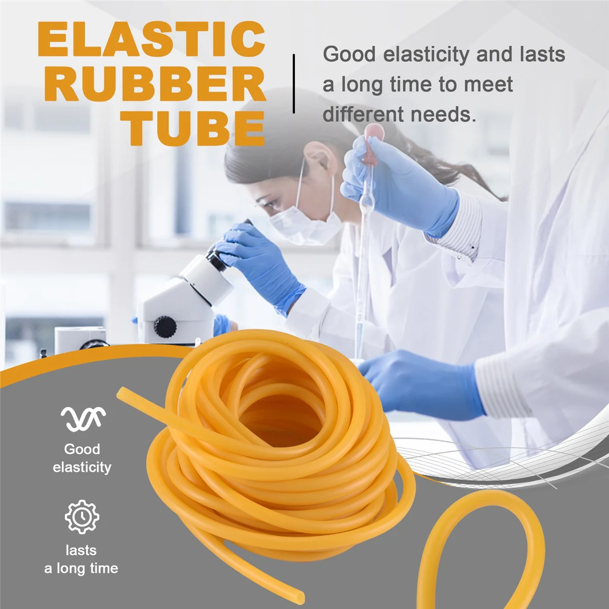 A37F 2025 أنبوب مطاط اللاتكس الطبيعي 33Ft أنابيب مطاطية صناعية مرنة لمختبر المستشفى المنزلي 6 مللي متر × 9 مللي متر #5
