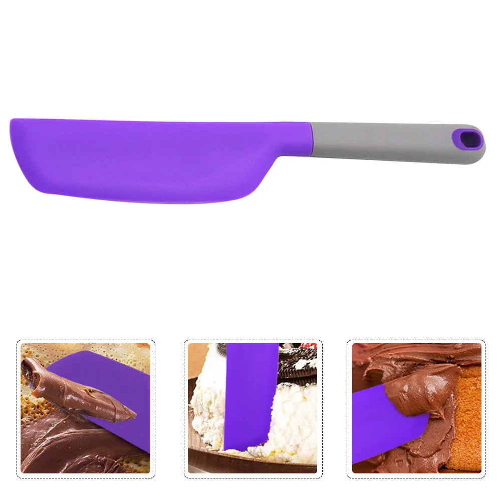Heavy Duty Silicone Spatula for Home Professional Baking Mixing Scraping Cream Jam Butter DIY Cake Supplies Tail Hang Purple