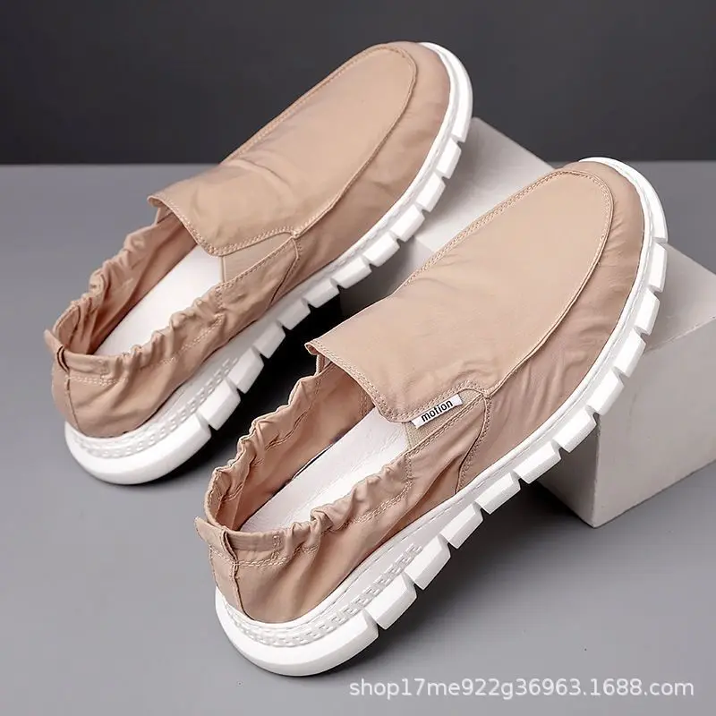 Casual cloth shoes sports shoes 2024 summer and Autumn Men's umbrella face breathable fashion monochrome sleeve student shoes