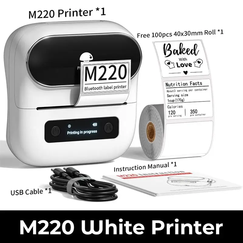 Top M220 Label Maker 20-75mm Printing Width 3 Inch Barcode Printer Portable Sticker Maker Machine for Barcode,Name,Address