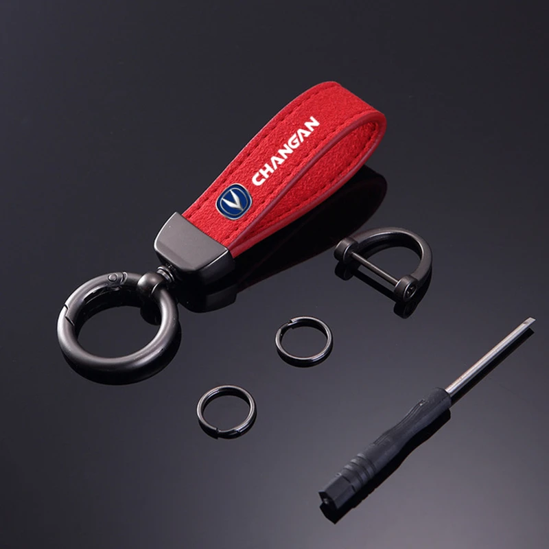Anti-lost Metal Keychain Buckle Suede Leather Car Styling keychain for changan CS75 PLUS CS95 CS35 alsvin CS15 CS55 Eado
