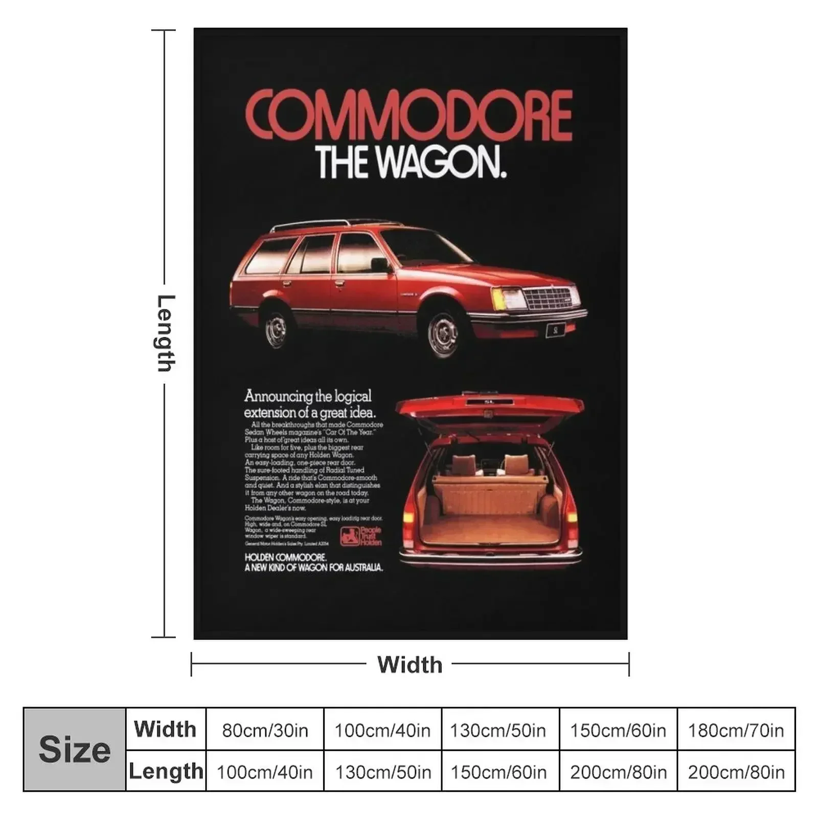 New HOLDEN COMMODORE Throw Blanket couch cozy soft plush fuzzy picnic outdoor blanket