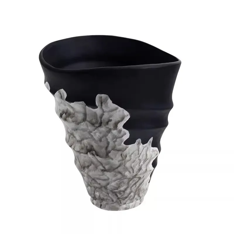 Modern New Chinese Large Diameter Vase Spiral Art Flower Arranger Living Room Dining Table Coffee Table Resin Crafts