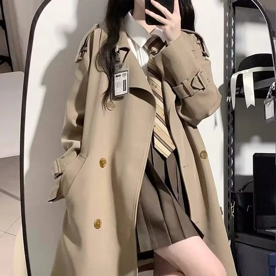 

Trench Coat Women's 2025 Spring and Autumn New Slim-fitting Double-breasted Short Trench Coat