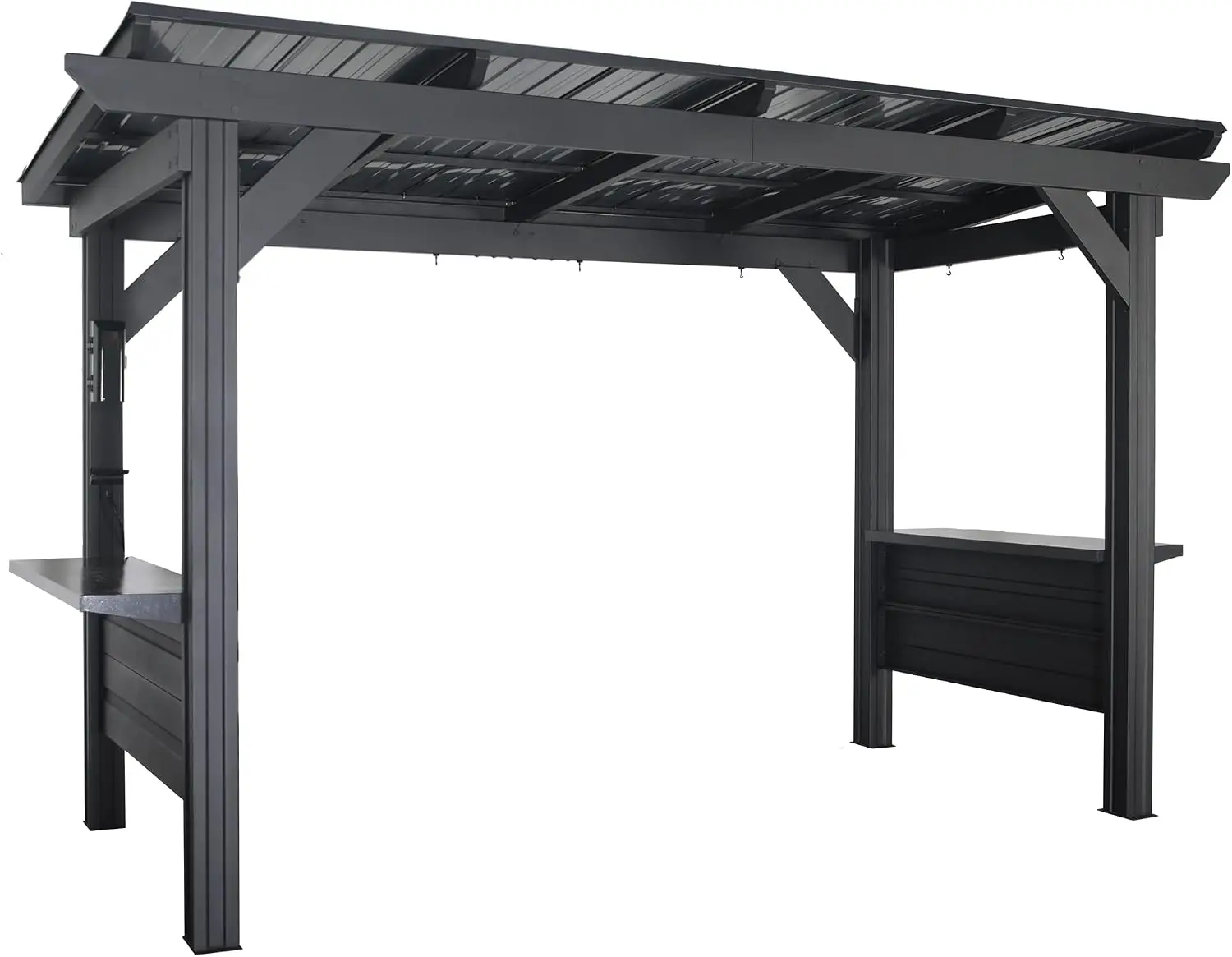 Rockport XL 12' x 6' Galvanized Steel BBQ Grill Gazebo Pavilion with Hardtop Steel Roof, Bar Tops, Powerport, Snow Support, Wind