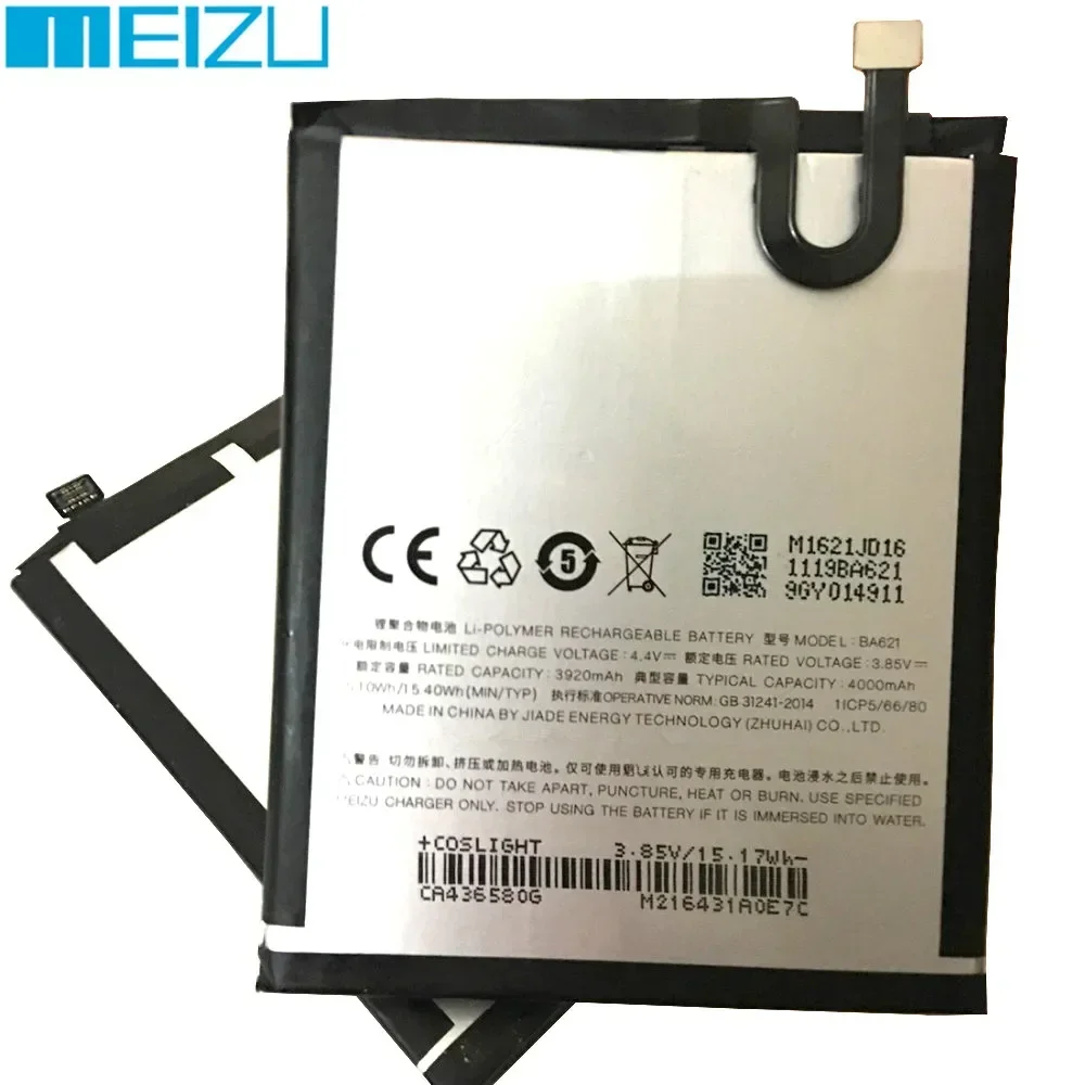 BA621 Bateria para Meizu M5 Nota, Nota 5, Nota 5, M621N, M621M, M621Q, M621H Baterias de Celular, 100% Original, 4000mAh