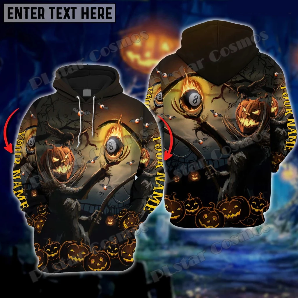 Billiards Halloween Grim Reaper Skull Personalized Name 3D Printed Men's Hoodie Autumn Unisex Streetwear Casual hoodies DK591