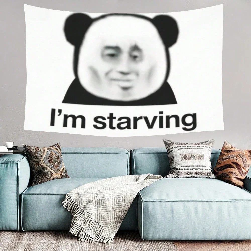 Retro Funny Panda Meme Tapestry 