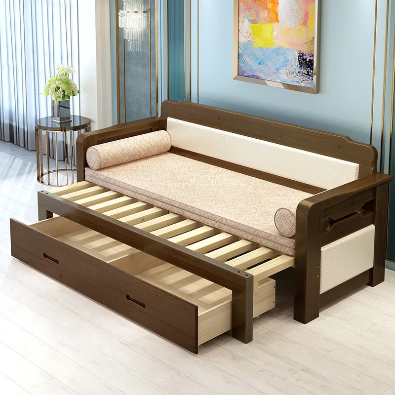 Новый выдвижной диван-кровать в китайском стиле, многофункциональный небольшой бытовой диван двойного назначения