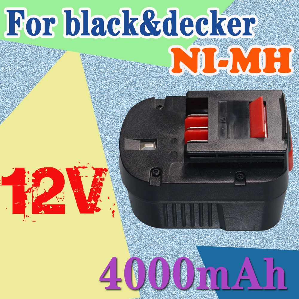 Black&Decker A12 A12EX FSB12 FS120B A1712 HP12K HP12 Ni-MH 교체 드릴 배터리 용 12V 4000mah 충전식 도구 배터리