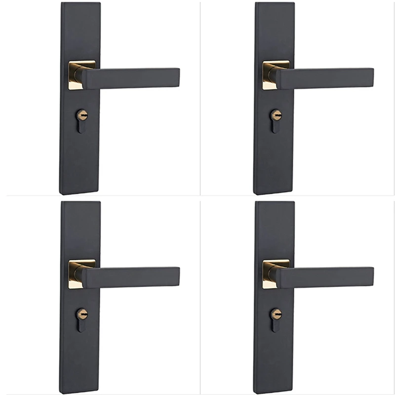 

4X Minimalist Door Lock Continental Bedroom Door Handle Lock Interior Anti-Theft Room Safety Door Lock Mute Gate Lock