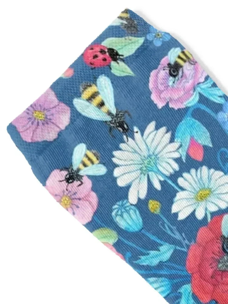 Honey bee, Summer Floral Socks japanese fashion halloween snow Wholesale Designer Man Socks Women's