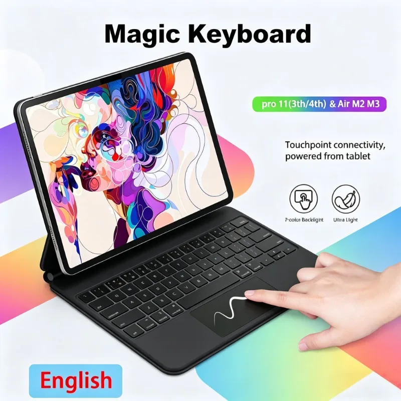 

2025 Pogo Pin Backlit Smart Keyboard Trackpad Case For iPad Air 11 M3 / Pro 11 4/5 Gen / Air 4 5 10.9