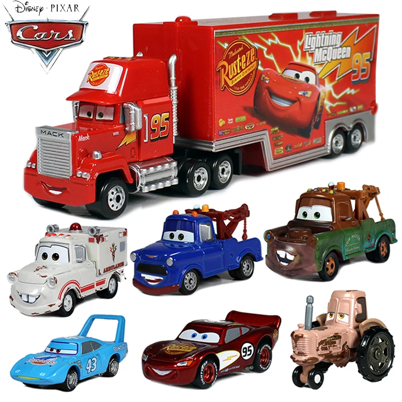 Genuine Pixar Cars Collection Mater Blue White Dark Serie Skin Lightning McQueen Alloy Toy Cars for Children 1:55