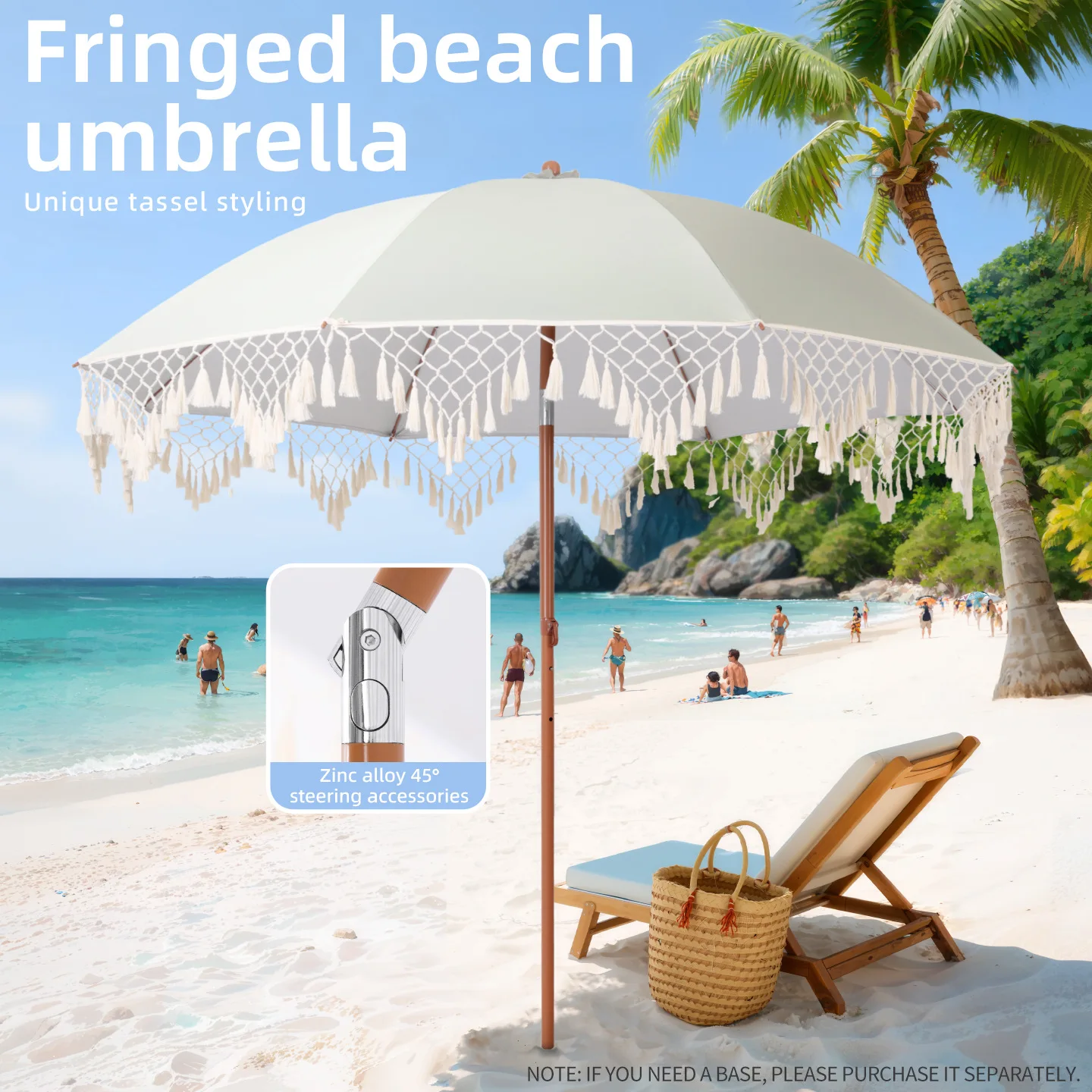 

Seaside vacation beach courtyard umbrella fringed sun umbrella swimming pool sun protection terrace parasol