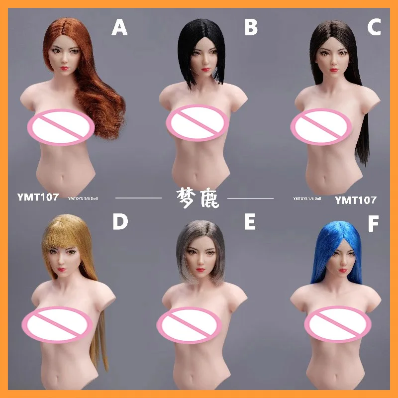 

1/6 Scale YMT107 Multiple Hair Colors With Eye Movable Design Design Female Soldier Head Sculpture Fit 12inch Action Figure Toys