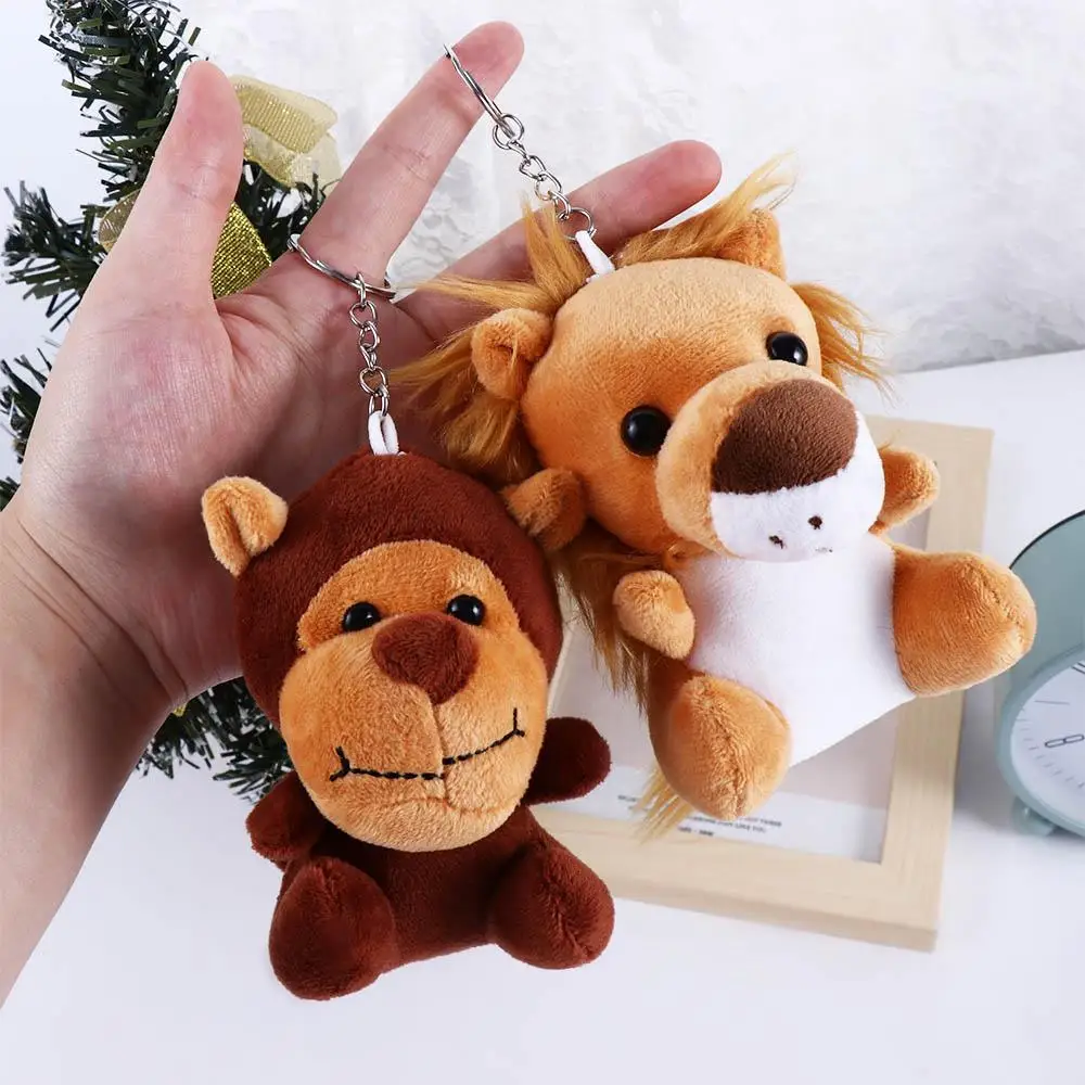 10cm Monkey Tiger Jungle Brother Backpack Keychain Animal Plush Toy Plush Keychain Stuffed Doll Keychain Stuffed Animal Toy