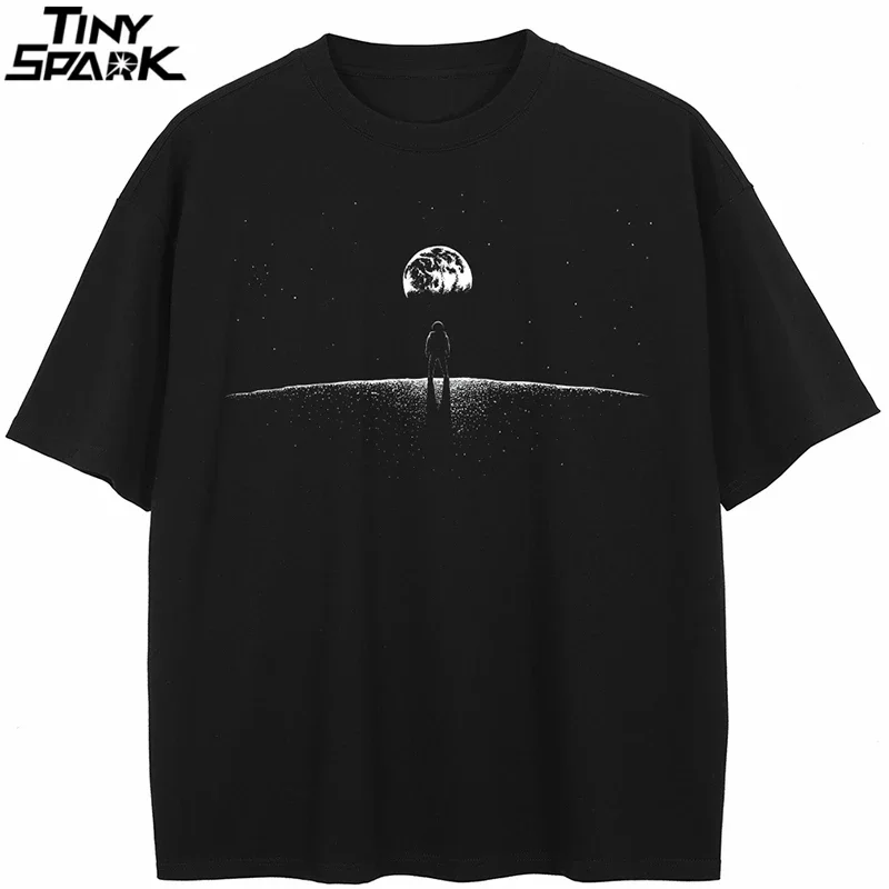T-Shirt Streetwear Raum Astronaut Grafik T Shirt Baumwolle Hipster Männer T-shirt Unisex Tops Tees Schwarz Hip Hop Kleidung