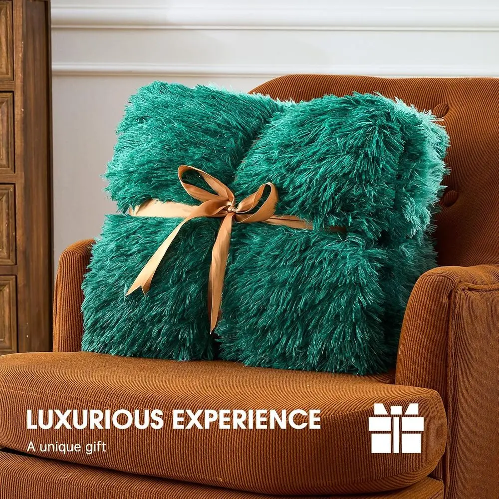 Электрическое одеяло из шерпа из искусственного меха — 10 нагрева и 5 настройков таймера, быстрое тепло, 50x60, лесной туман