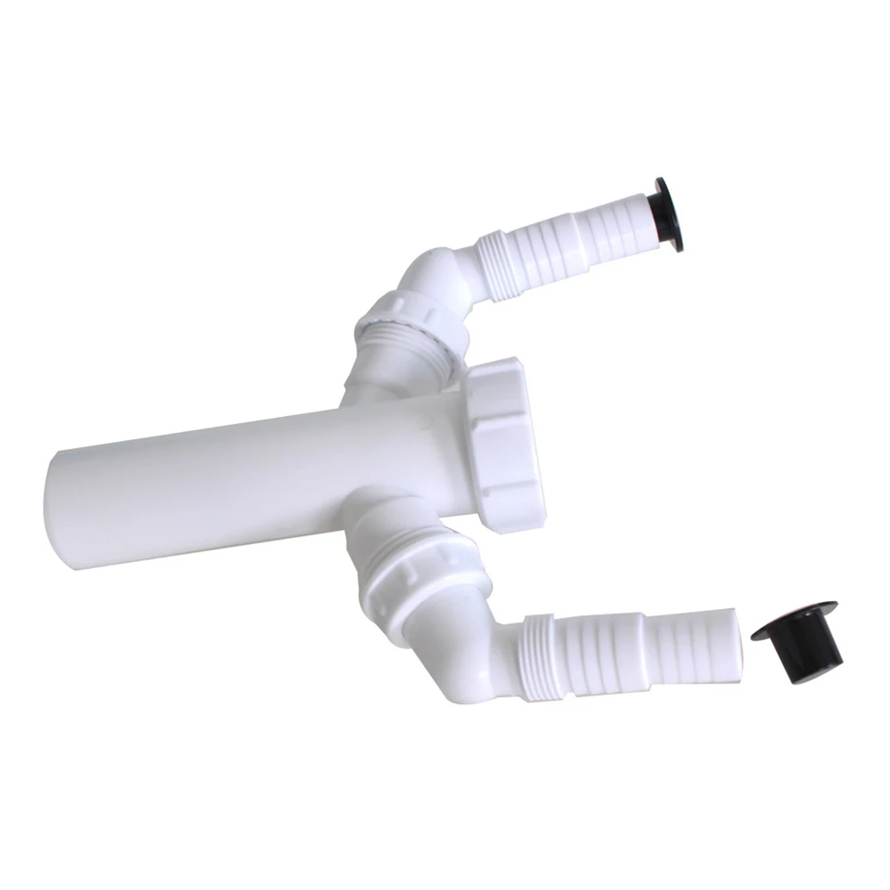 Double Outlet Sink Waste Trap 1 1/2 Inch Inlet Connector for Washing Machine and Dishwasher Plumbing Solutions