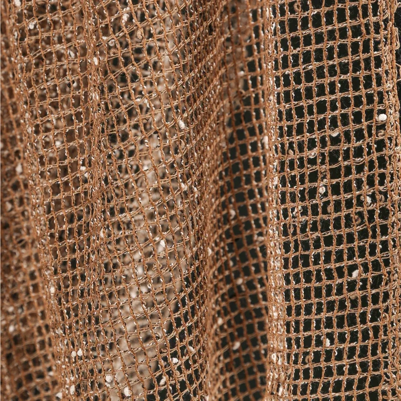 Brown Caramel Texture Particle Mesh Fabric Reconstructed Fish Mesh See Through Yarn Dress Clothing Designer Fabric