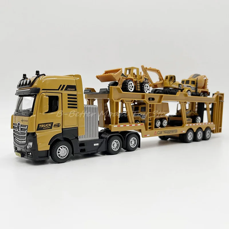 1:50 Druckguss-Modell, LKW, Spielzeug, Traktor und Auto, Transporter, Sattelauflieger mit 5 technischen Fahrzeugen, Miniatur-Replik