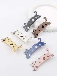 6szt Fashion Cartoon Spotted Cat Cute Funny Hair Clip Colorful Girl Side Broken Hair Duckbill Clip Female Fun Animal Hair