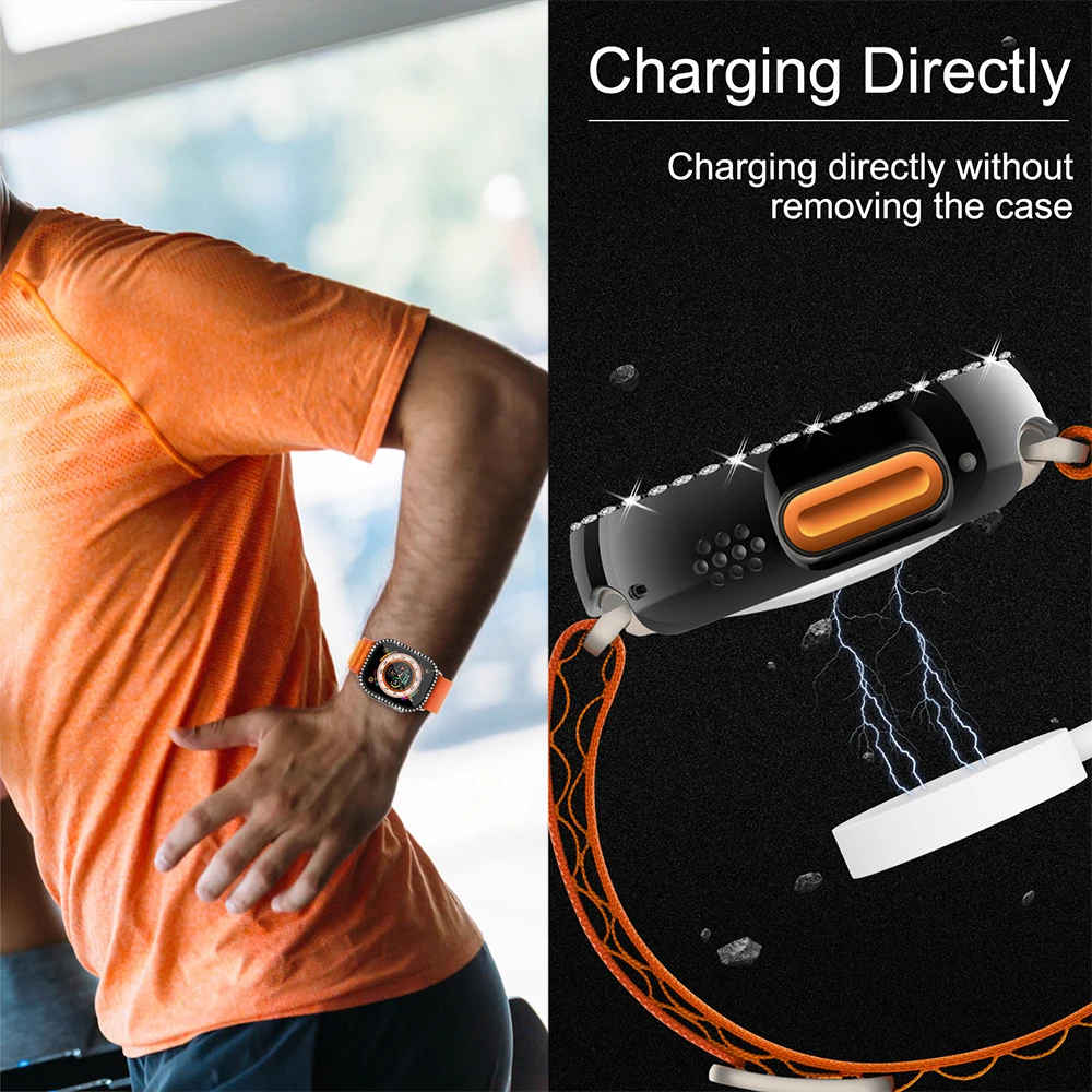 Diamentowy pokrowiec ochronny do Apple WatchUltra 49mm pokrowiec odporny na wstrząsy i upadek do Iwatch 8 Pro/Ultra 49mm