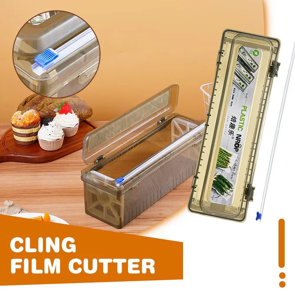 Foil Cling Film Cutter Box Food Grade PET Plastic Wrap Dispenser Sliding Cutter For Kitchen Cling Film / Tin Foil Organizer Tool