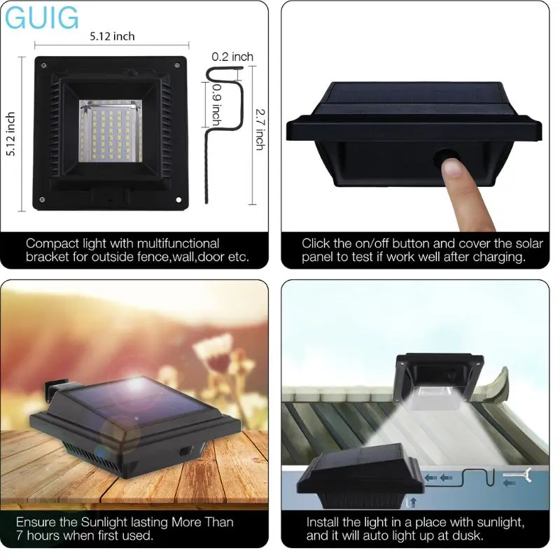 40 مصباح ليد الاستشعار مصابيح الطاقة الشمسية الطاقة الشمسية مزراب ضوء حديقة الشمسية الإضاءة في الهواء الطلق سياج الأمن أضواء الجدار ساحة #6