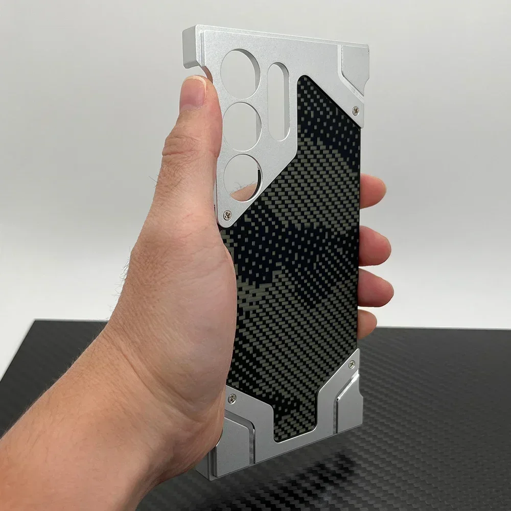bottix Camouflage Case For Samsung Galaxy S24 Ultra Cover Frameless Metal Alloy Armor S23 U Carbon Fiber Shell Built-in Magnet