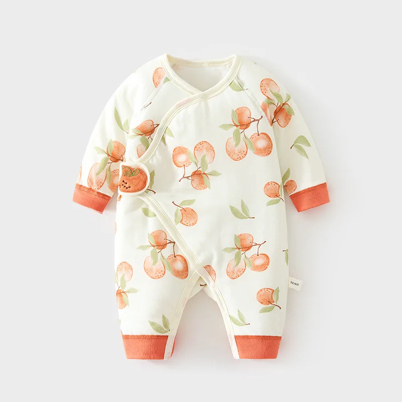 Neugeborenen-Strampler aus dünner Baumwolle, gesteppt, ohne Knochen, für Herbst und Winter, Baumwoll-Neugeborenen-Kleid, Babykleidung