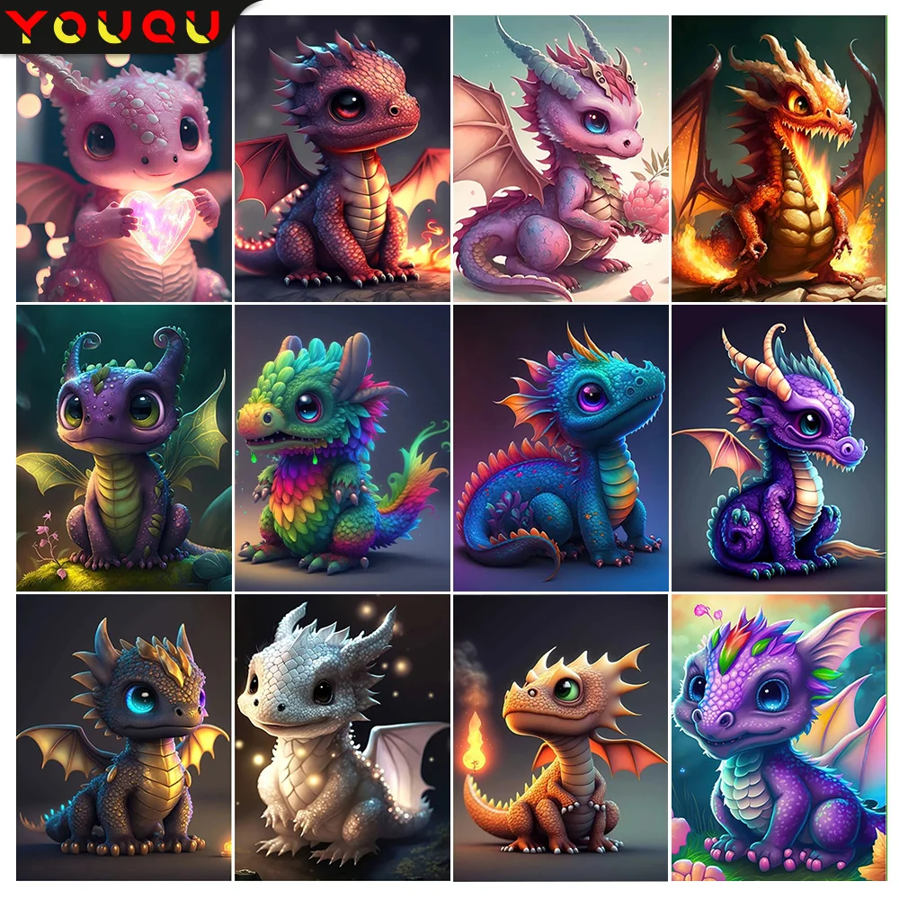 

YOUQU Animal Diamond Painting DIY Dragon Mosaic Picture Handmade Home Decoration 5d Art Diamond Embroidery Cute Gift