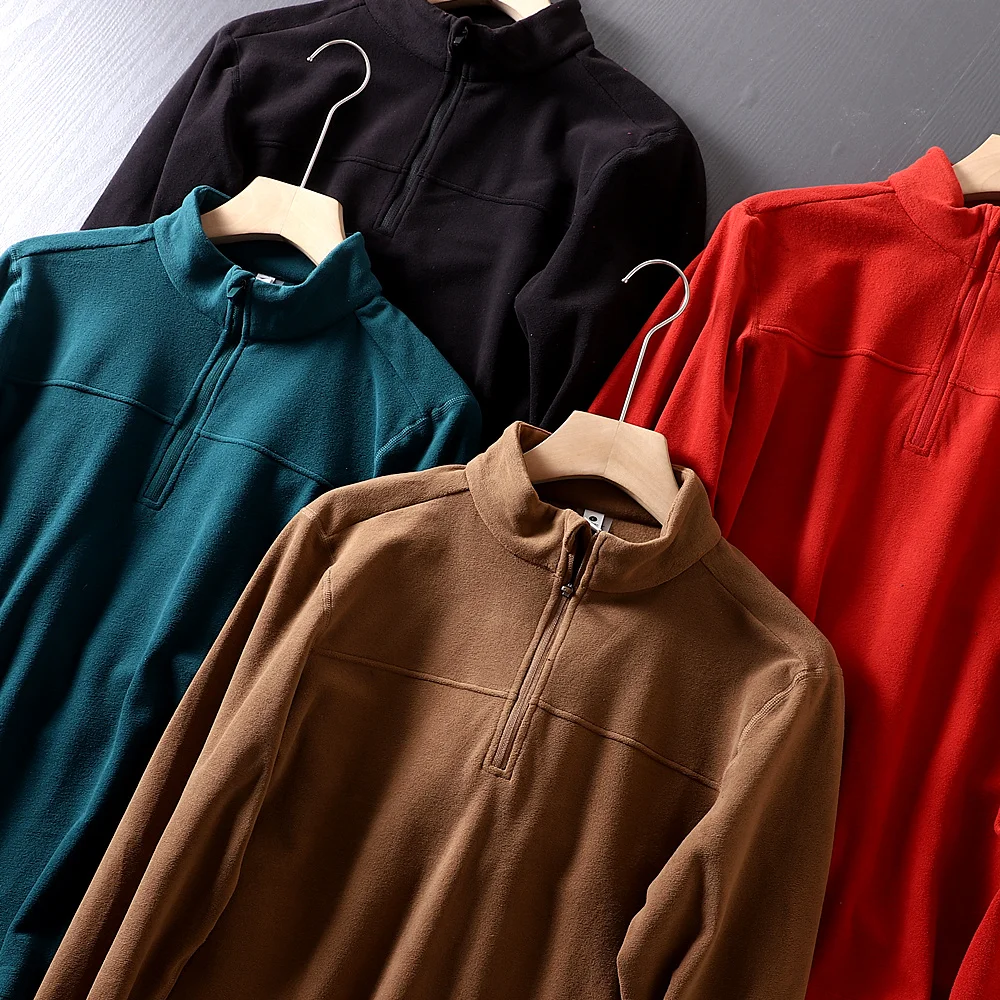 الخريف الشتاء PC سريعة الدافئة الصوف نصف سستة فضفاضة المناسب البلوز طويلة الأكمام أعلى الدافئة هوديي في الهواء الطلق الرحلات التزلج البلوزات #6