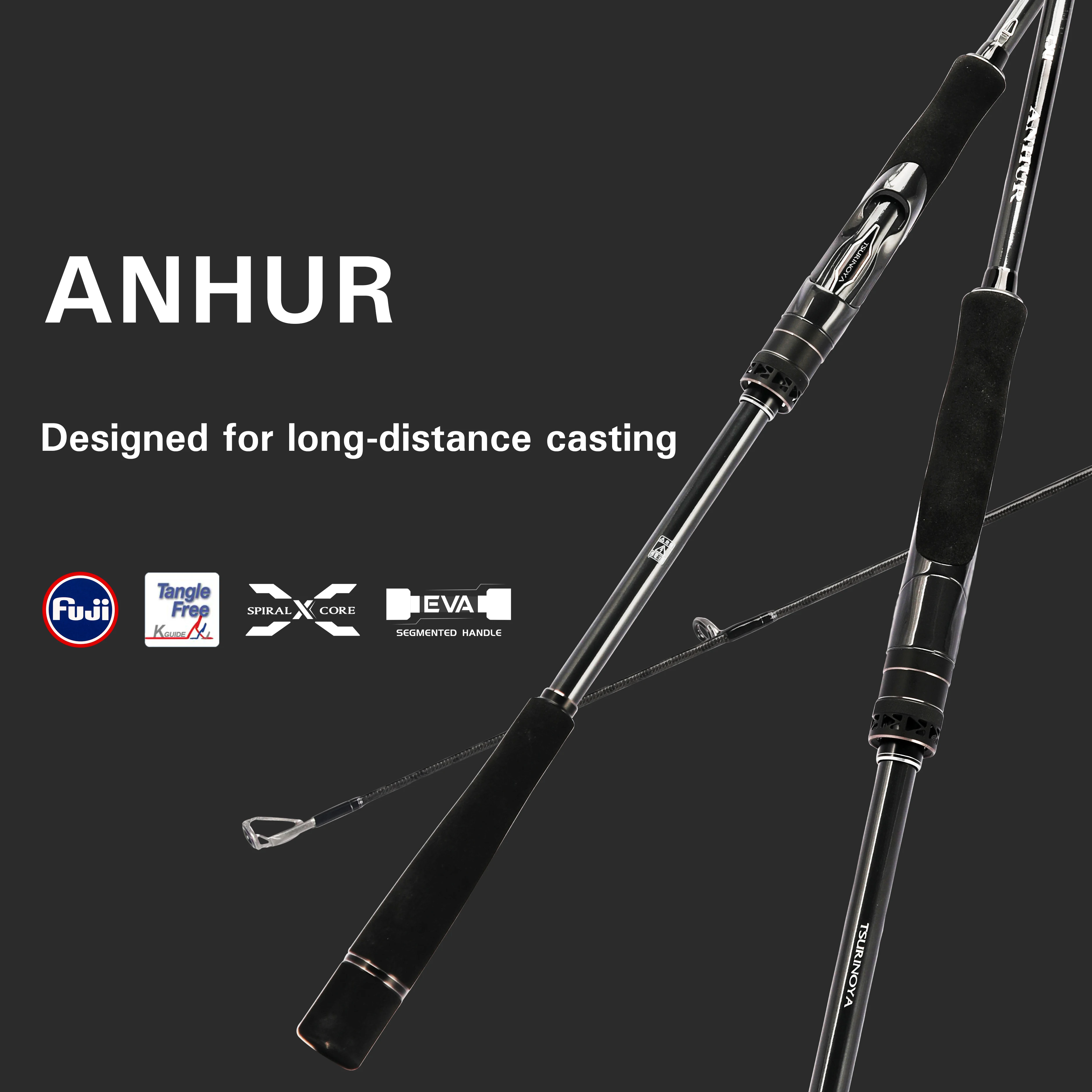 TSURINOYA ANHUR 2.4m 2.59m 2.7m 2.9m M/MH 10g-50g leurre FUJI A anneaux filature 2 canne à pêche en carbone sectionnelle bar barracuda