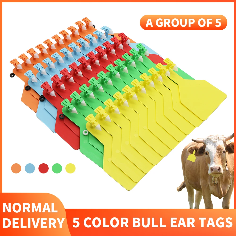 5 Pcs Wordless Integrated Ear Tag Cattle Ear Tag Signs TPU Material Blank Label Custom Number Cow Earrings Farm Animal Identify