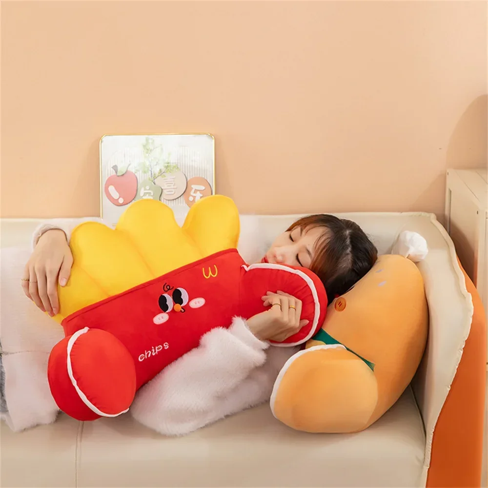 Creative French Fries Shaped Pillow, Cute Burger Cushion for Long‑distance Driving, Office Chair Back Support